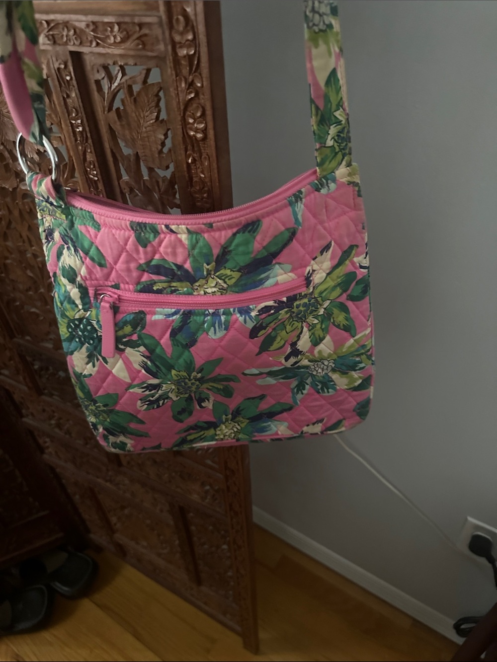 Vera Bradley Pink Floral Quilted Crossbody Bag